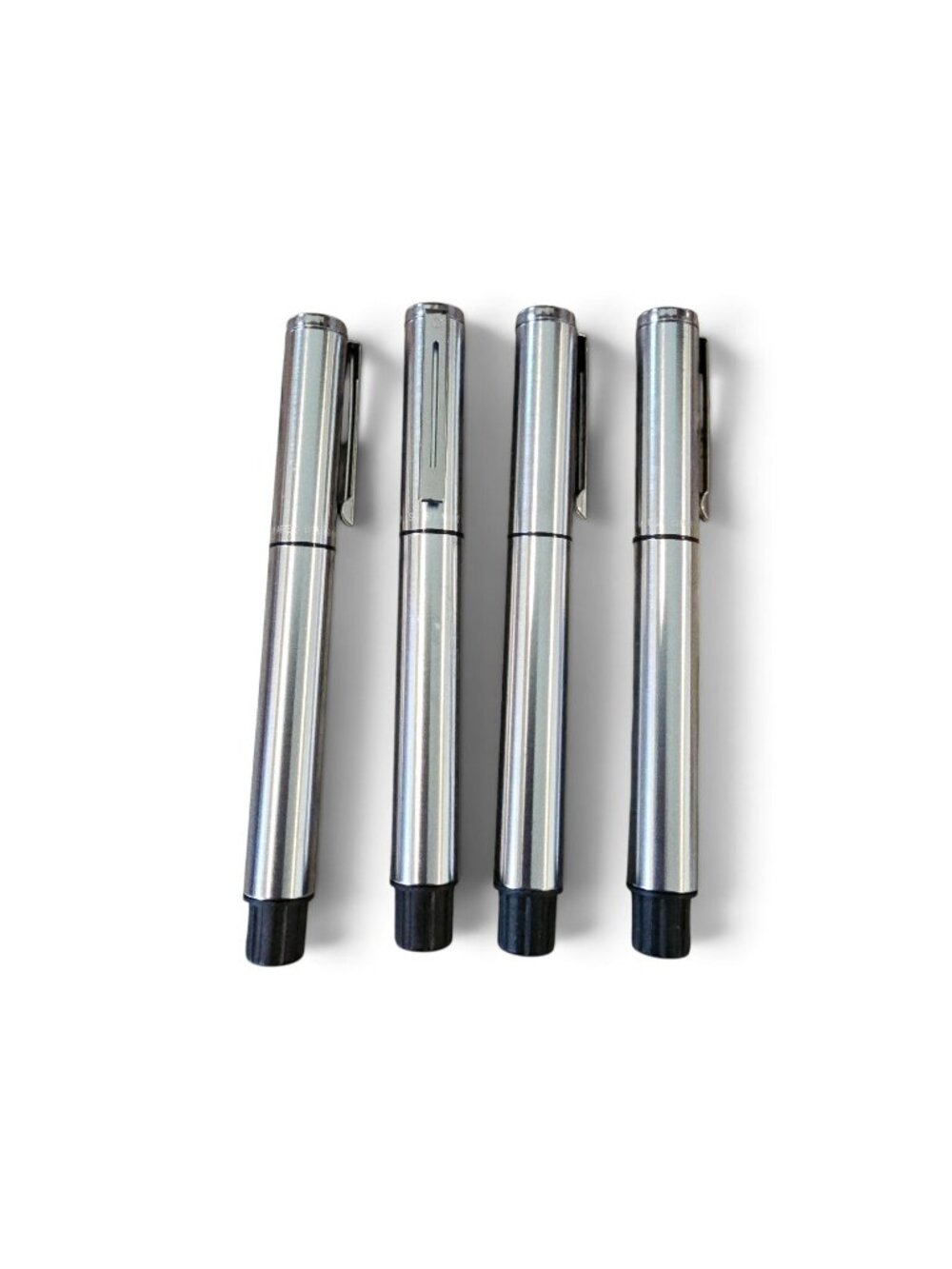 Lot Sheaffer Award Brushed Silver Fountain Pens Set Of 4 Medium USA